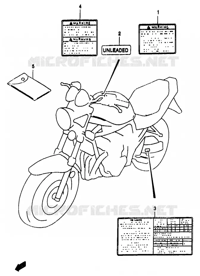 ETIKET (MODELE T/V/W/X) Suzuki MOTO 1200 BANDIT 1996  GSF1200SAT(T/V/W/X/Y)