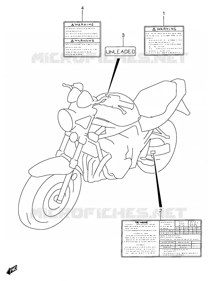 ETIKET (MODELE T/V/W/X) Suzuki MOTO 600 BANDIT 1998  GSF600UW(E2)