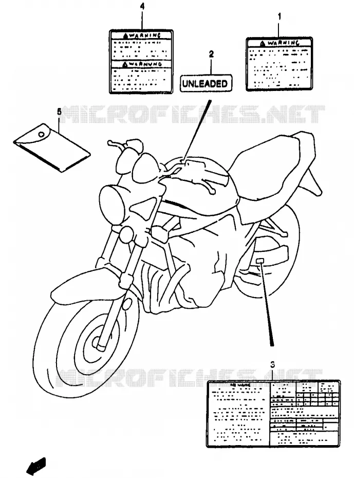 ETIKET (MODELE Y) Suzuki MOTO 1200 BANDIT 2000  GSF1200Y(T/V/W/X/Y)