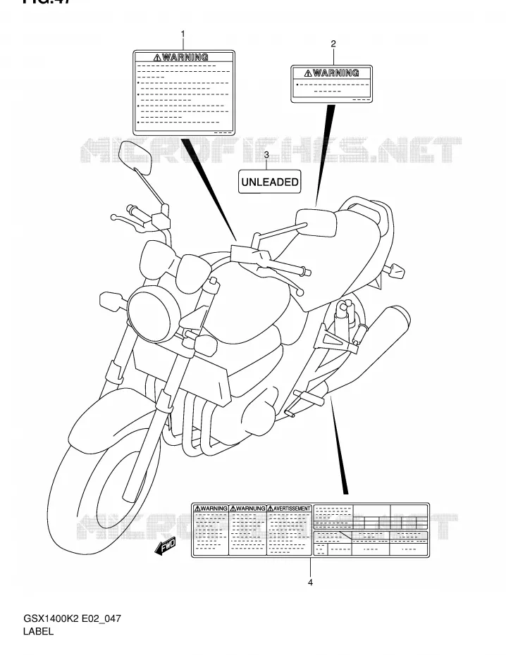 ETIKET Suzuki MOTO 1400 GSX 2005  GSX1400U1K5(E2)