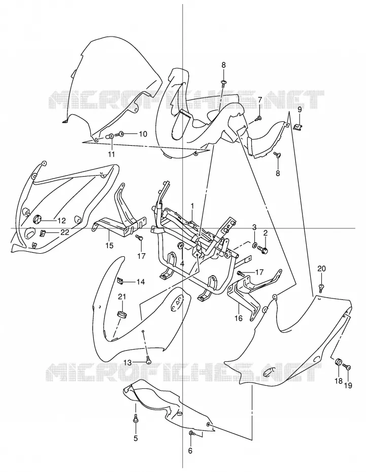 FAIRING INSTALLATIEDELEN (CAPUCHON / CACHE) Suzuki MOTO 600 BANDIT 2002  GSF600SK2(E2)