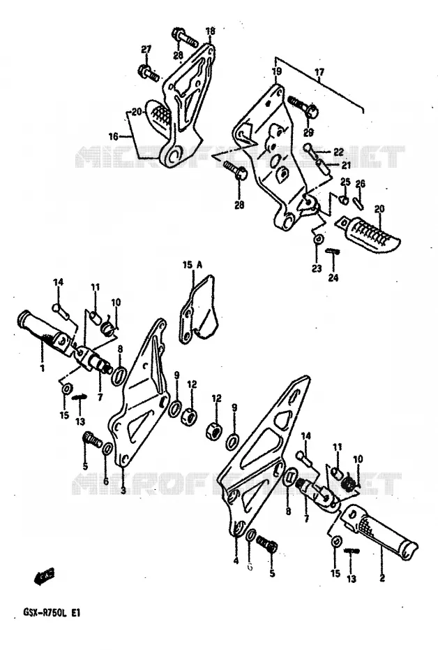 FOOTREST (MODELE J/K) Suzuki MOTO 750 GSX-R 1989  GSX-R750K(K/L/M)