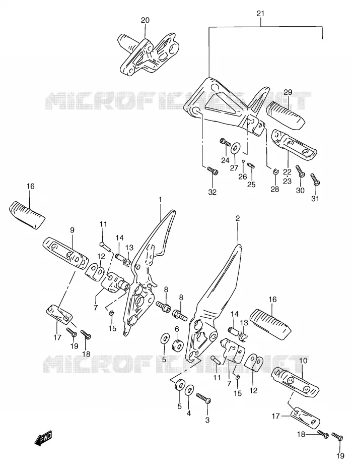 FOOTREST (MODELE V/W/X) Suzuki MOTO 1200 BANDIT 1998  GSF1200SAW(E2)