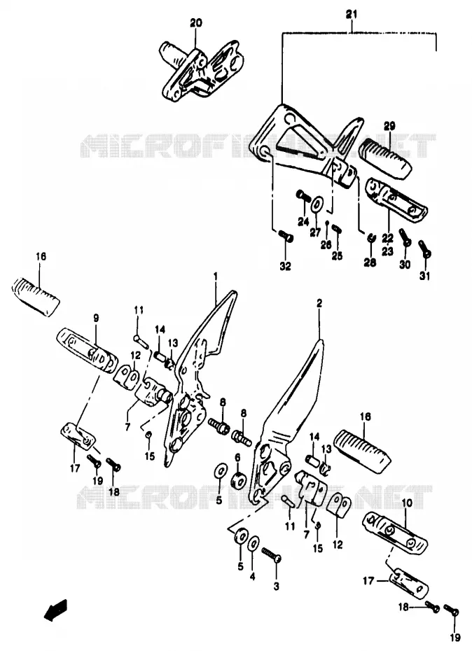 FOOTREST (MODELE V/W/X) Suzuki MOTO 1200 BANDIT 1998  GSF1200SAW(T/V/W/X/Y)