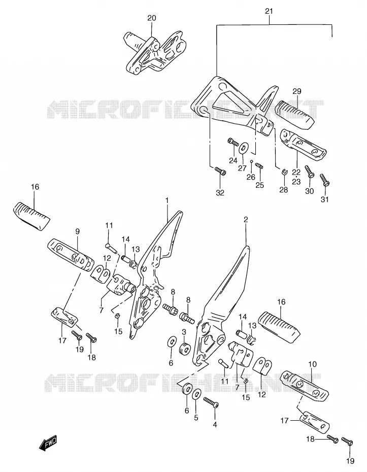 FOOTREST (MODELE Y) Suzuki MOTO 1200 BANDIT 1997  GSF1200V(E2)