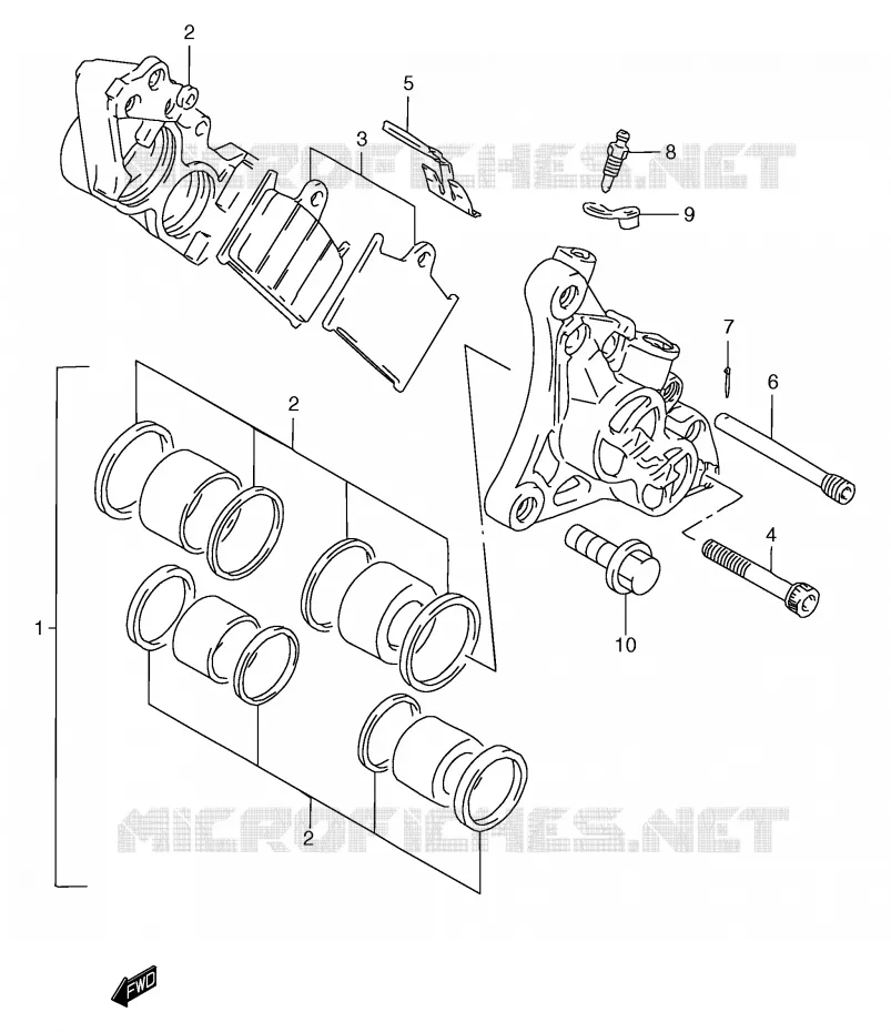 FRONT CALIPER (GSF1200SAV/SAW/SAX/SAY) Suzuki MOTO 1200 BANDIT 1996  GSF1200ST(E2)
