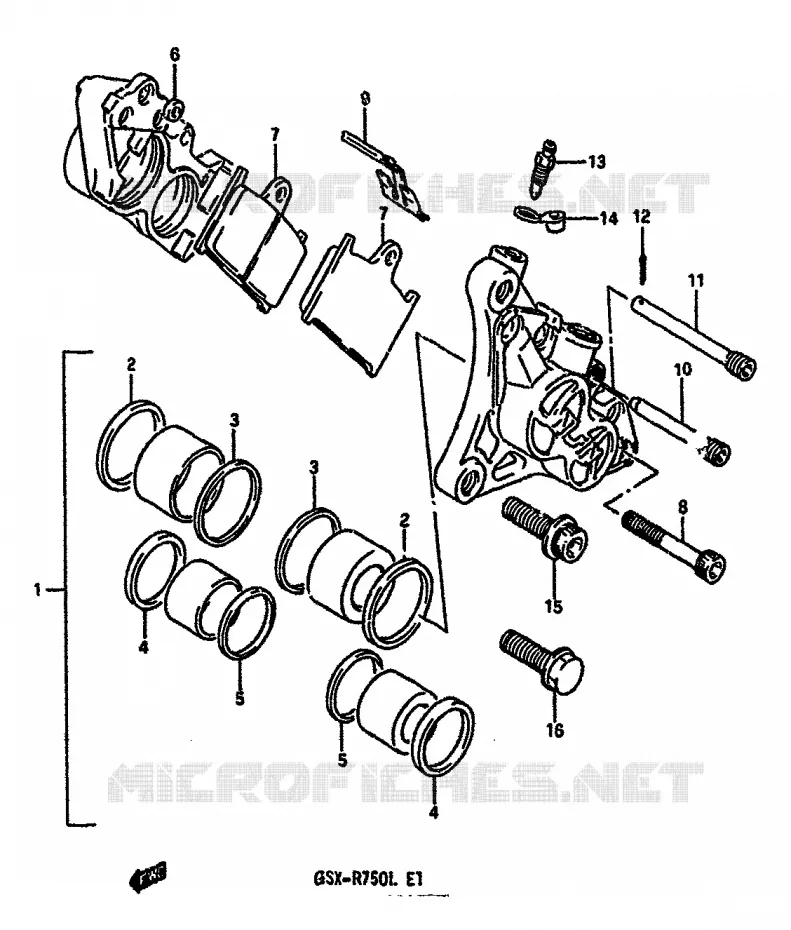 FRONT CALIPER (MODELE J/K) Suzuki MOTO 750 GSX-R 1990  GSX-R750L(J/K/L)