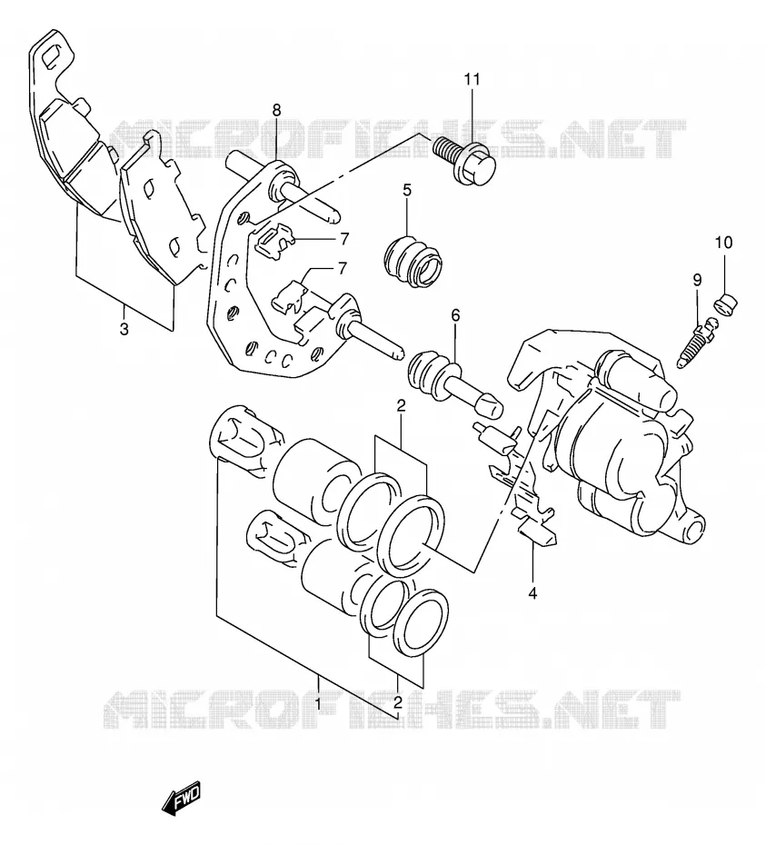 FRONT CALIPER (MODELE N/P/R/T/V) Suzuki MOTO 250 GSX 1992  GSX250FN(E24)