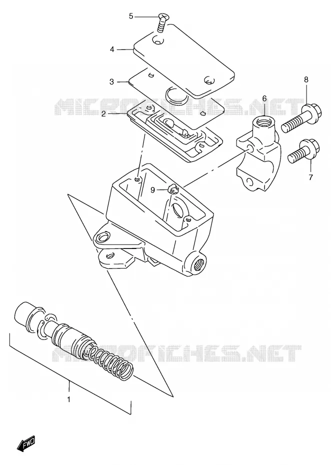 FRONT HOOFDREMCILINDER (GSF1200T/V/W/X/Y/ST/SV/SW/SX/SY) Suzuki MOTO 1200 BANDIT 2000  GSF1200Y/GSF1200SY/GSF1200SAY