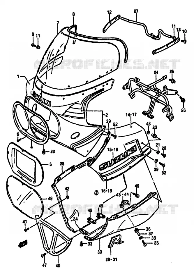 FRONT KUIP (MODELE G) Suzuki MOTO 750 GSX-R 1986  GSX-R750XG(F/G/H)