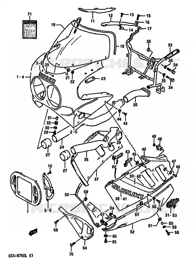 FRONT KUIP (MODELE J 7JJ,9HD) Suzuki MOTO 750 GSX-R 1988  GSX-R750J(J/K/L)