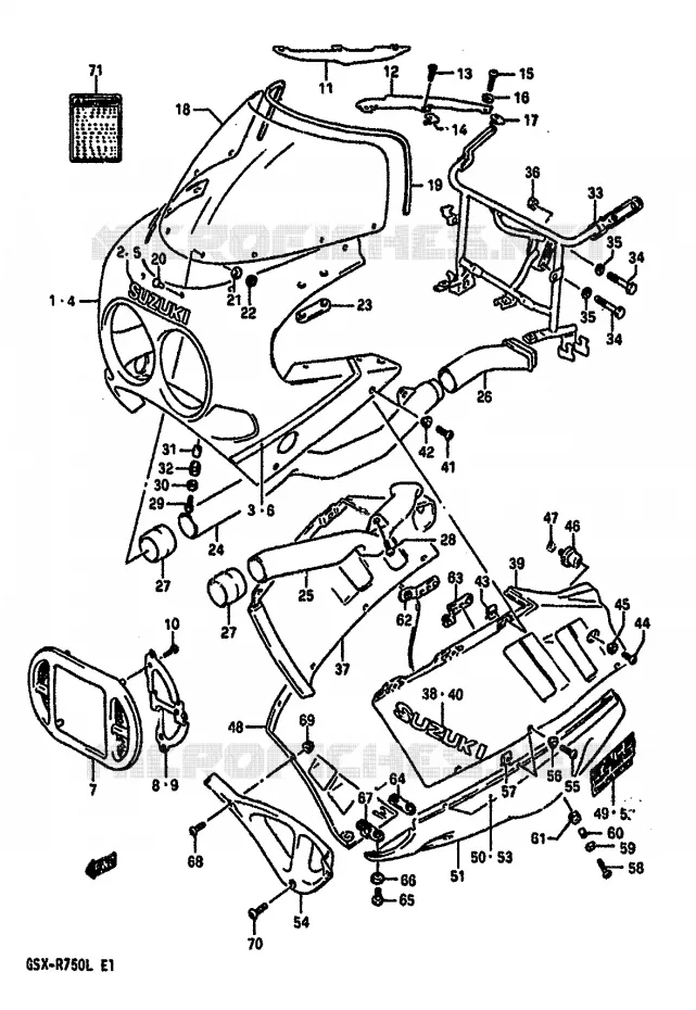 FRONT KUIP (MODELE K 3CG) Suzuki MOTO 750 GSX-R 1989  GSX-R750K(K/L/M)