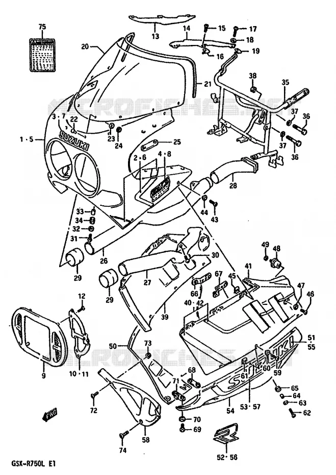 FRONT KUIP (MODELE K 7JJ) Suzuki MOTO 750 GSX-R 1990  GSX-R750L(J/K/L)