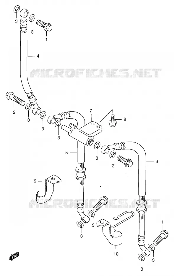 FRONT REMSLANG (GSF1200T/V/W/X/Y/ST/SV/SW/SX/SY) Suzuki MOTO 1200 BANDIT 1997  GSF1200V(E2)