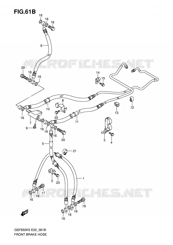 FRONT REMSLANG (GSF650SAK5/SUAK5/SAK6/SUAK6) Suzuki MOTO 650 BANDIT 2006  GSF650SUK6(E2)