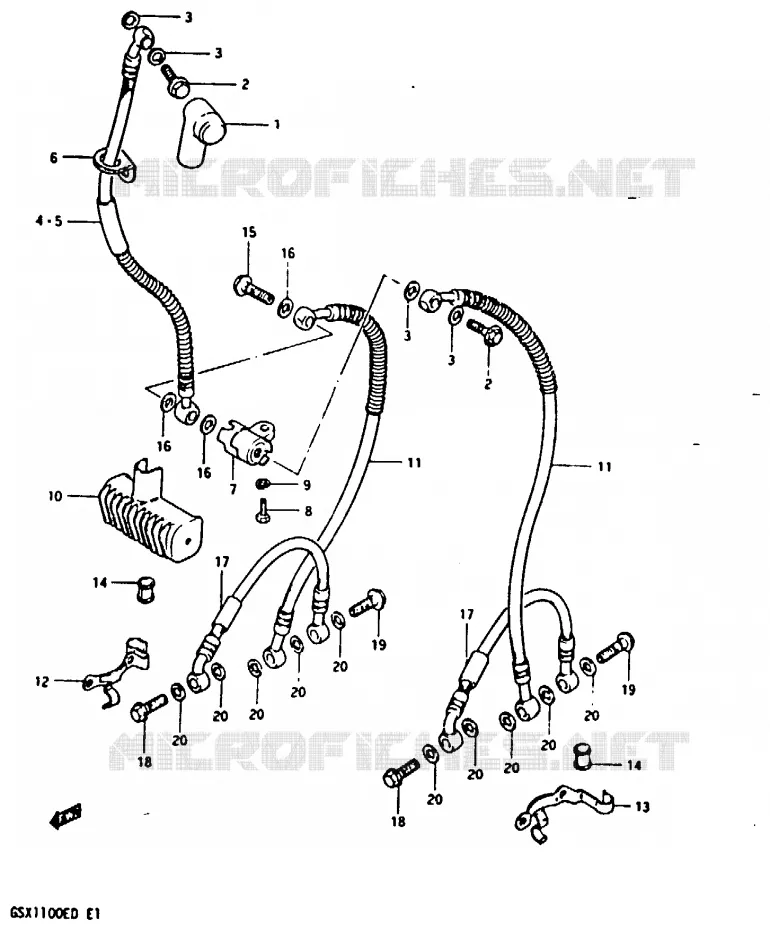 FRONT REMSLANG (GSX1100EZ/ED/EXD/ESD) Suzuki MOTO 1100 GSX-E 1983  GSX1100EXD(Z/D)