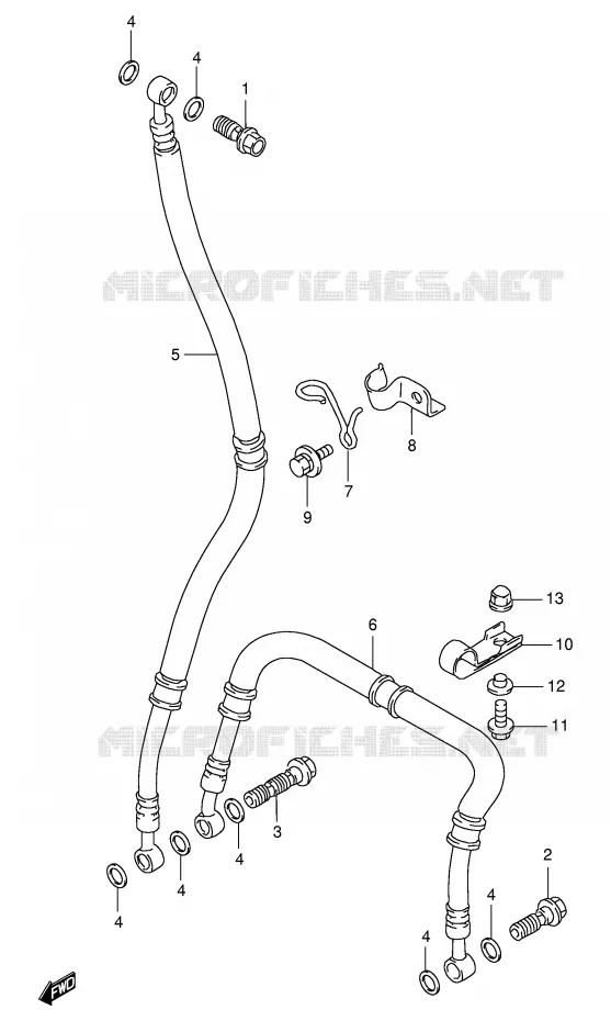 FRONT REMSLANG (MODELE S/T/V/W) Suzuki MOTO 1100 GSX-R 1996  GSX-R1100WSKT(E2)