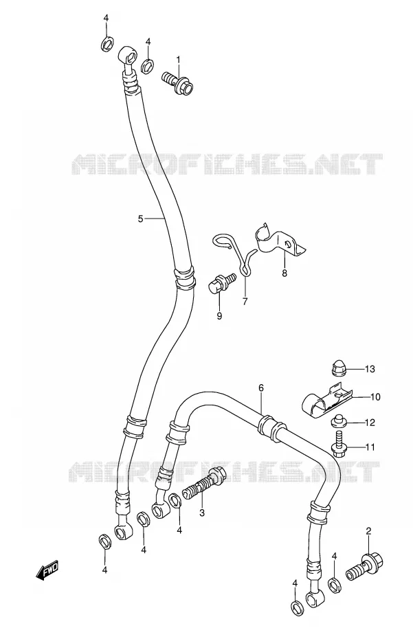 FRONT REMSLANG (MODELE S/T/V/W) Suzuki MOTO 1100 GSX-R 1996  GSX-R1100WSKT(E28)