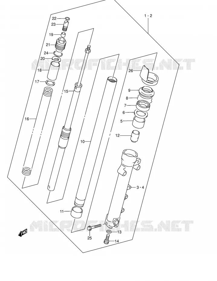 FRONT SCHOKDEMPER (GSF1200K1/K2/K3/K4/ZK4/K5/ZK5) Suzuki MOTO 1200 BANDIT 2005  GSF1200SZK5(E2)