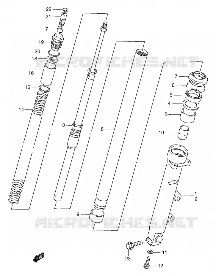 FRONT SCHOKDEMPER (GSF1200SAV/SAW/SAX/SAY) Suzuki MOTO 1200 BANDIT 1999  GSF1200X(E2)