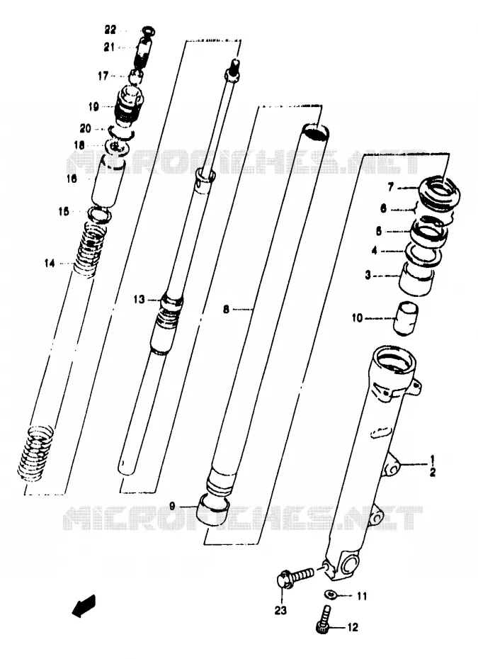 FRONT SCHOKDEMPER (GSF1200SAV/SAW/SAX/SAY) Suzuki MOTO 1200 BANDIT 2000  GSF1200SY(T/V/W/X/Y)