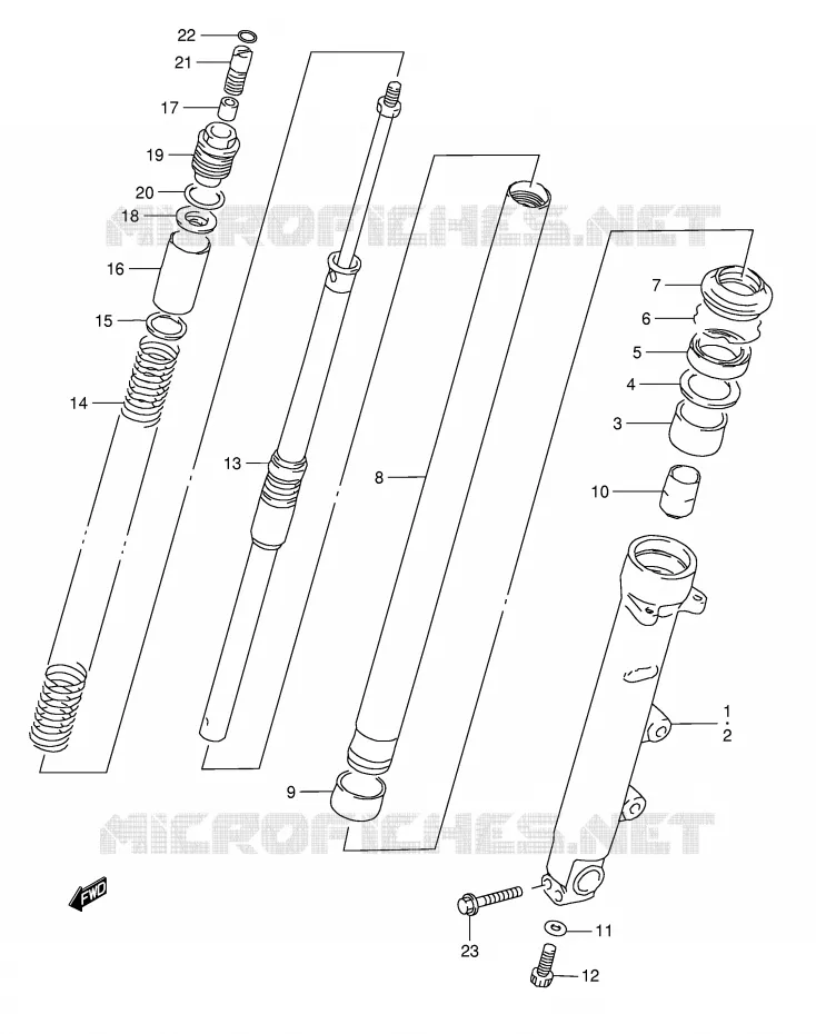 FRONT SCHOKDEMPER (GSF1200SAV) Suzuki MOTO 1200 BANDIT 2000  GSF1200SY(E28)