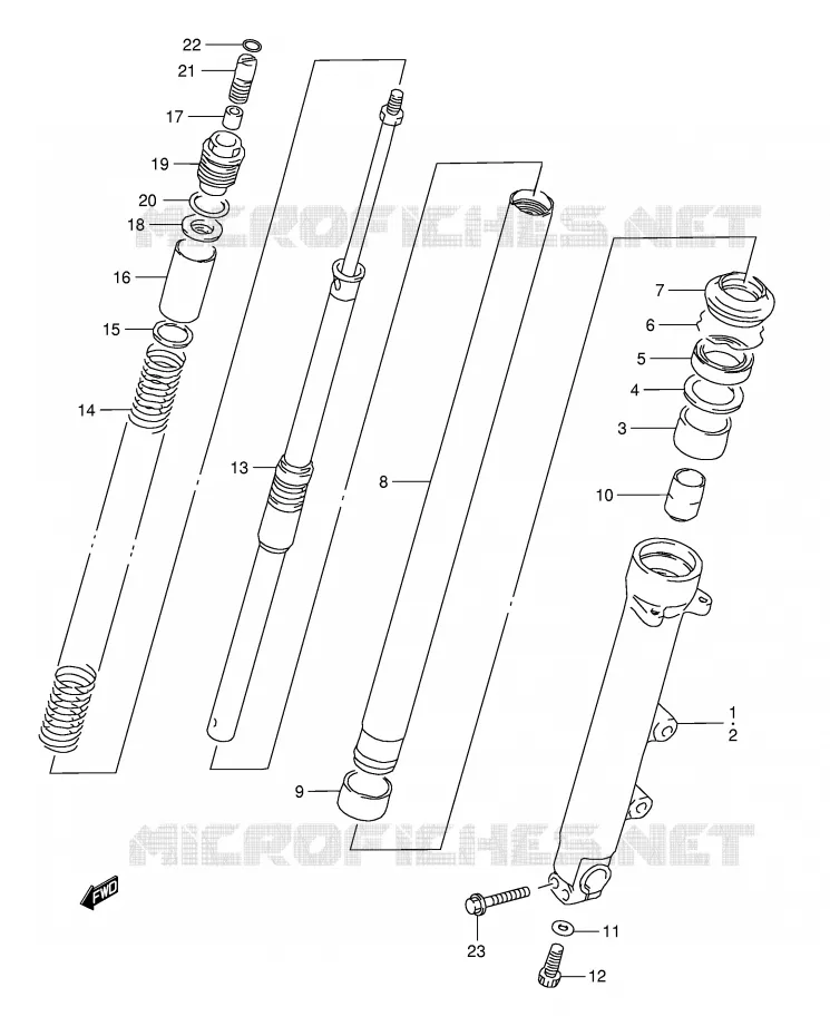FRONT SCHOKDEMPER (GSF1200ST/SV/SW/SX/SY) Suzuki MOTO 1200 BANDIT 1996  GSF1200ST(E28)