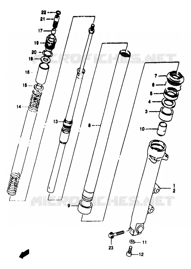 FRONT SCHOKDEMPER (GSF1200T/V/W/X/Y/ST/SV/SW/SX/SY) Suzuki MOTO 1200 BANDIT 1998  GSF1200SAW(T/V/W/X/Y)