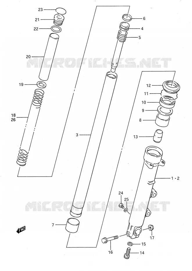 FRONT SCHOKDEMPER (MODELE J) Suzuki MOTO 1100 GSX-F 1989  GSX1100FK(E28)