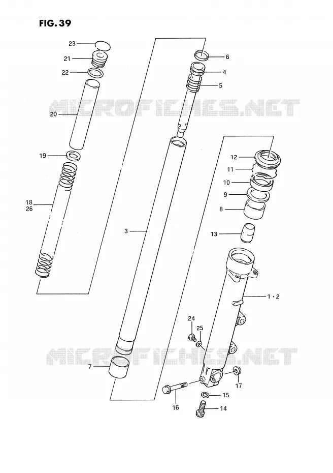 FRONT SCHOKDEMPER (MODELE J) Suzuki MOTO 1100 GSX-F 1990  GSX1100FL(E2)