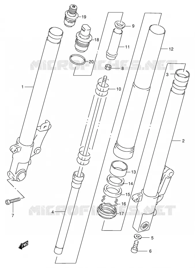 FRONT SCHOKDEMPER (MODELE M/N/P/R) Suzuki MOTO 400 GSX-R 1994  GSX-R400RR(E30)