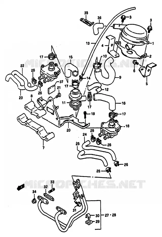 FUEL EVAP SYSTEM (E18,E39) Suzuki MOTO 1100 GSX-R 1992  GSX-R1100 N (M/N)
