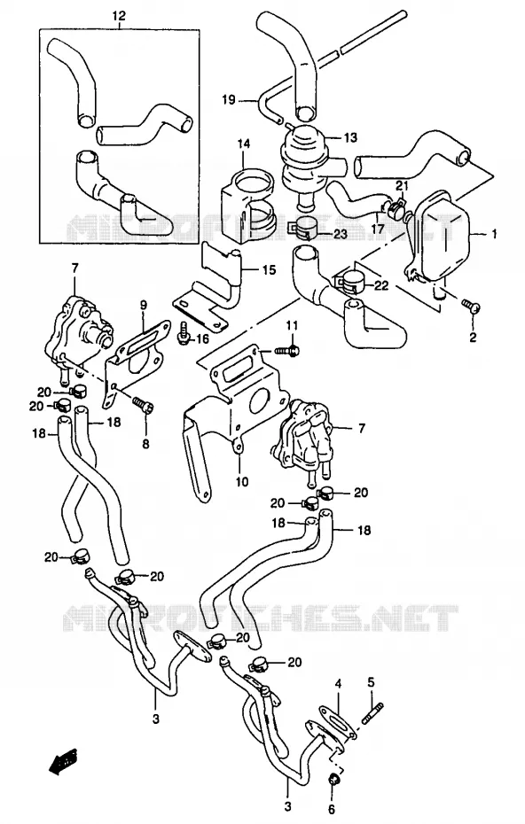 FUEL EVAP SYSTEM (GSF1200ST/SV/SW/SX/SY E18) Suzuki MOTO 1200 BANDIT 1996  GSF1200T(T/V/W/X/Y)