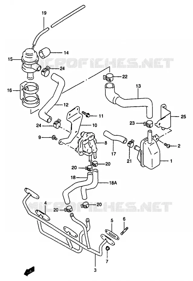FUEL EVAP SYSTEM (GSF1200W/X/Y E18) Suzuki MOTO 1200 BANDIT 2000  GSF1200Y(T/V/W/X/Y)
