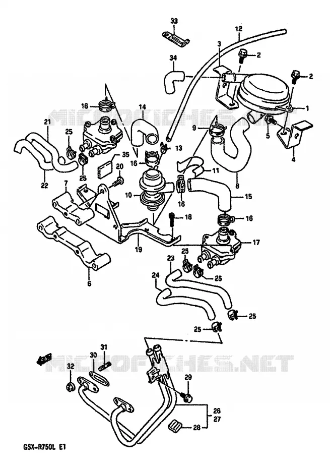 FUEL EVAP SYSTEM (MODELE L E18) Suzuki MOTO 750 GSX-R 1988  GSX-R750J(J/K/L)