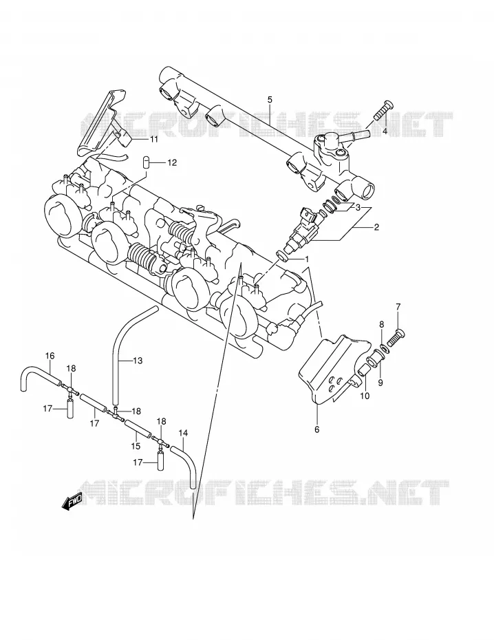 GASKLEPHUIS SLANG / JOINT (MODELE K3/K4/K5) Suzuki MOTO 1400 GSX 2003  GSX1400U1K3(E2)