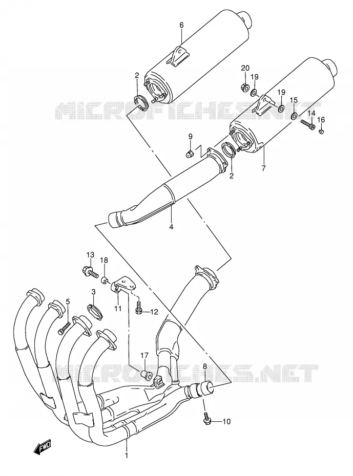 GELUIDDEMPER (MODELE S/T/V/W) Suzuki MOTO 1100 GSX-R 1996  GSX-R1100WSKT(E28)