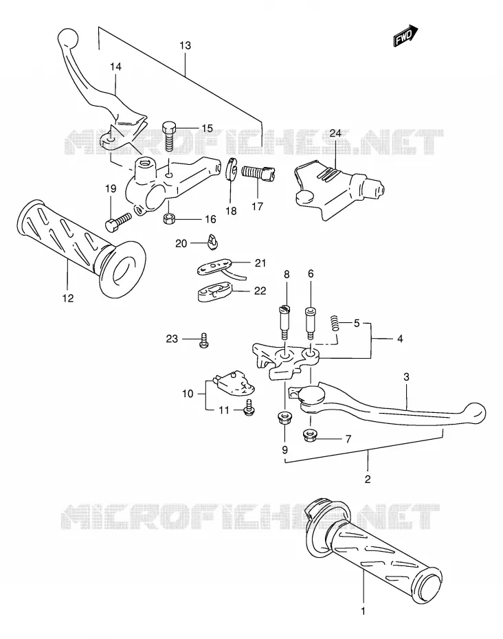 HANDGRIPS - LEVERS Suzuki MOTO 400 GSX 1997  GSX400V(E30)