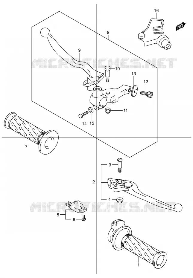HANDGRIPS - LEVERS Suzuki MOTO 600 BANDIT 2003  GSF600UK3(E2)