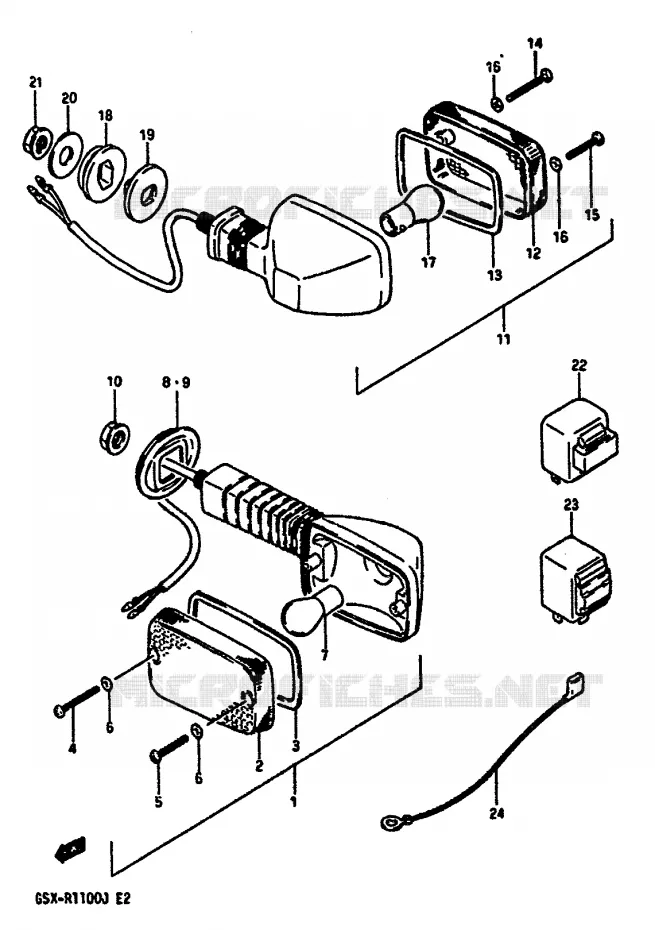 INDICATOREN (E2,4,15,16,17,18,21,22,25,34,39,53) Suzuki MOTO 1100 GSX-R 1987  GSX-R1100H(G/H/J)