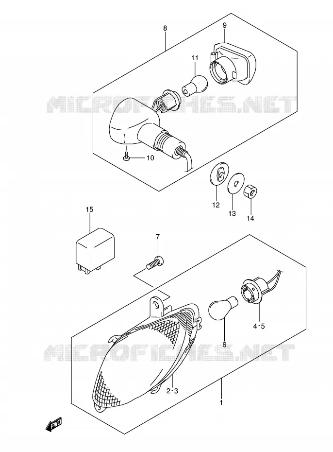 INDICATOREN (MODEL K5/K6/K7) Suzuki MOTO 1300 HAYABUSA 2004  GSX1300RU1K4(E2)