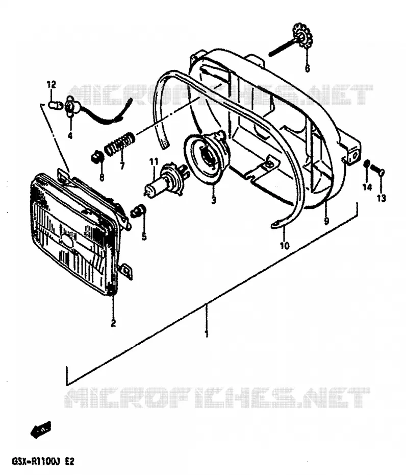 KOPLAMP (E18,MODELE G/H E34) Suzuki MOTO 1100 GSX-R 1988  GSX-R1100J(G/H/J)