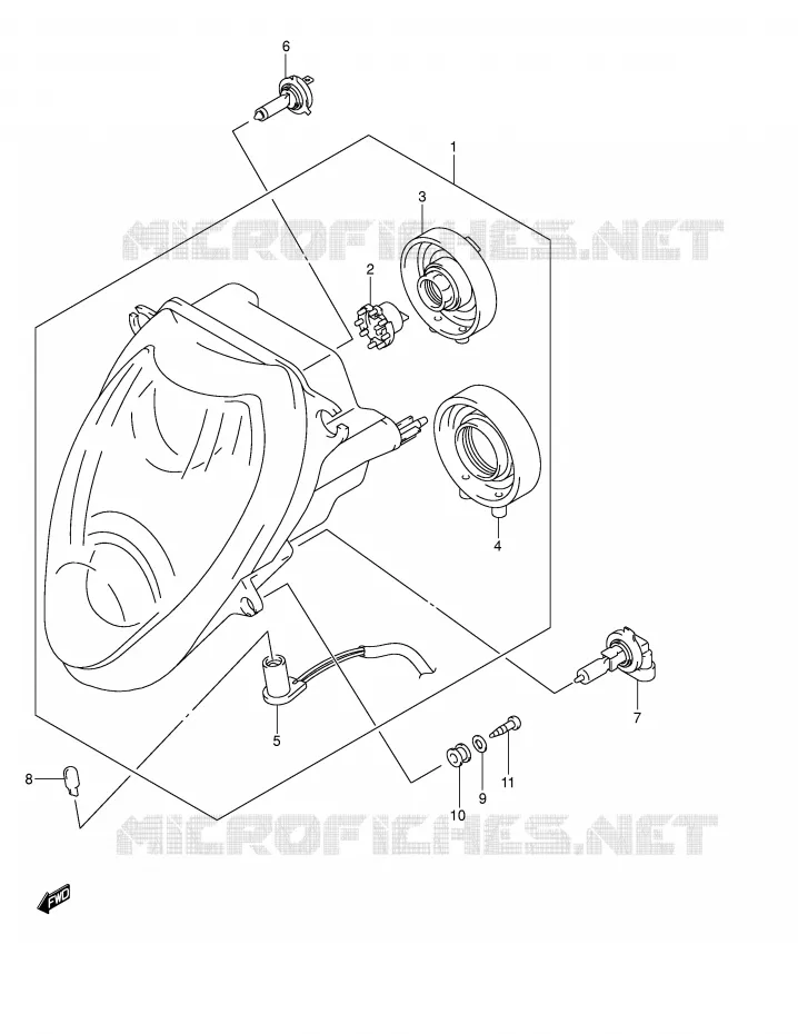KOPLAMP (E2) Suzuki MOTO 1300 HAYABUSA 2004  GSX1300RU1K4(E2)
