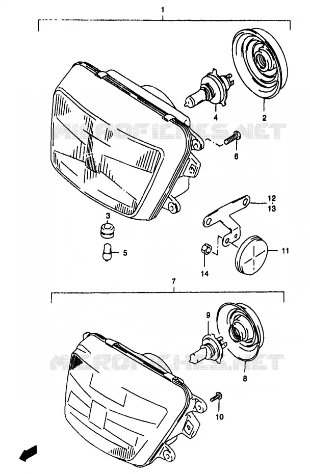 KOPLAMP (GSF1200ST/SV/SW/SX/SY/SAV/SAW/SAX/SAY) Suzuki MOTO 1200 BANDIT 1999  GSF1200X(T/V/W/X/Y)