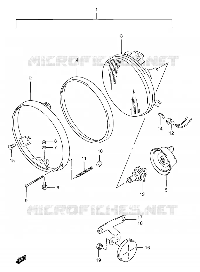 KOPLAMP (GSF1200T/V/W/X/Y) Suzuki MOTO 1200 BANDIT 1999  GSF1200X(E2)