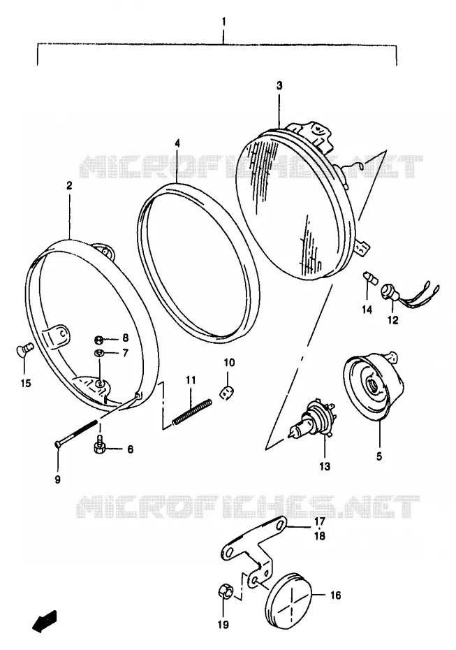 KOPLAMP (GSF1200T/V/W/X/Y) Suzuki MOTO 1200 BANDIT 2000  GSF1200SY(T/V/W/X/Y)