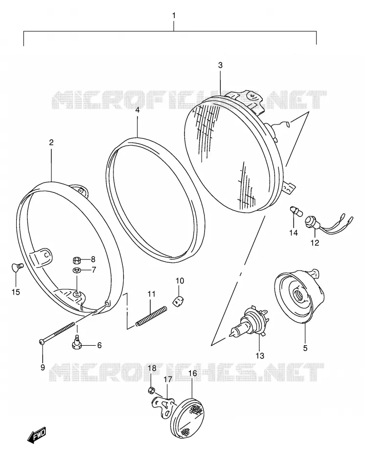 KOPLAMP (GSF600S/US) Suzuki MOTO 600 BANDIT 1999  GSF600SX(E2)