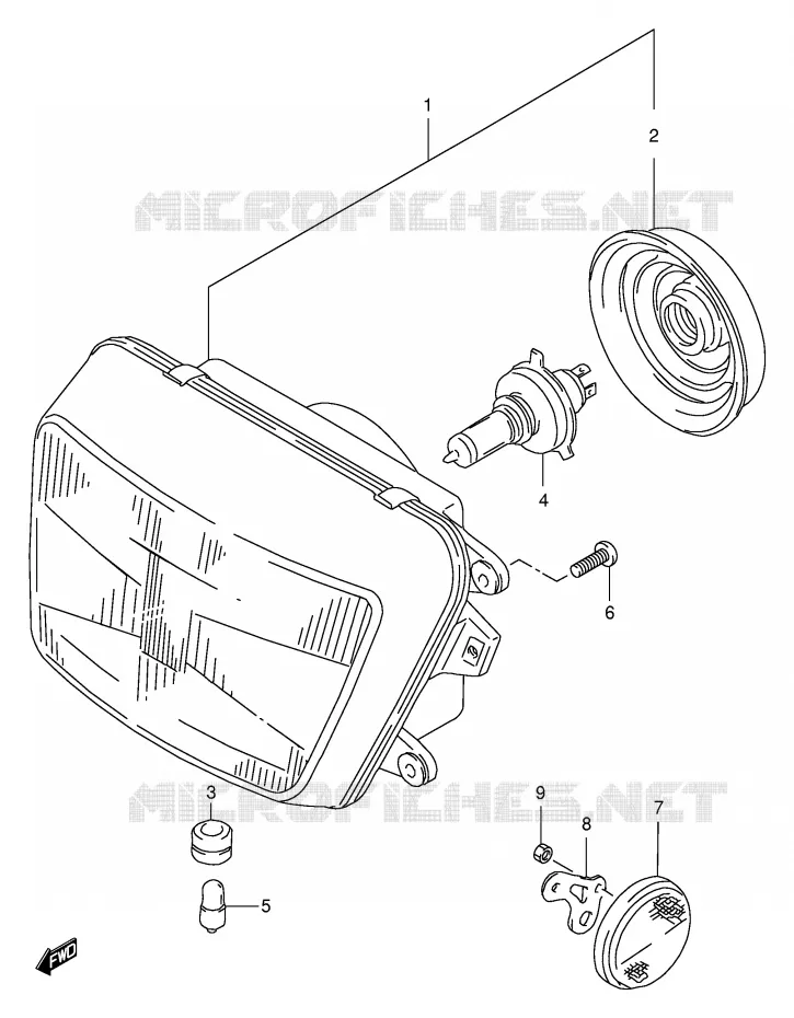 KOPLAMP (GSF600ST/SV/SW/SX/SUT/SUV/SUW/SUX) Suzuki MOTO 600 BANDIT 1996  GSF600ST(E2)