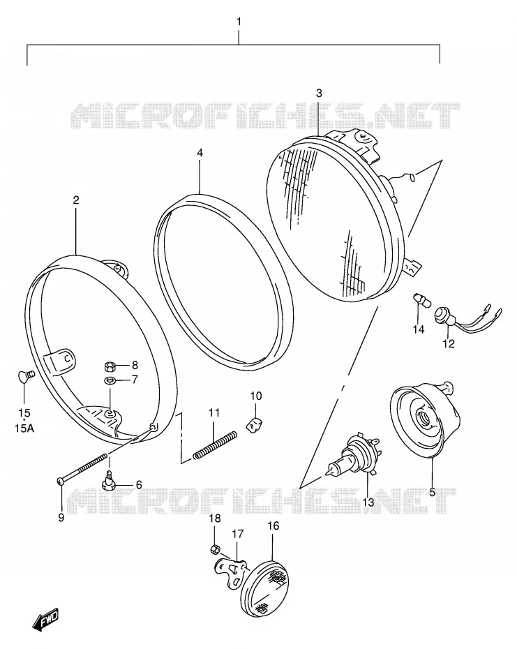 KOPLAMP (GSF600T/V/W/X/UT/UV/UW/UX) Suzuki MOTO 600 BANDIT 1999  GSF600X/GSF600SX/GSF600UX/GSF600SUX