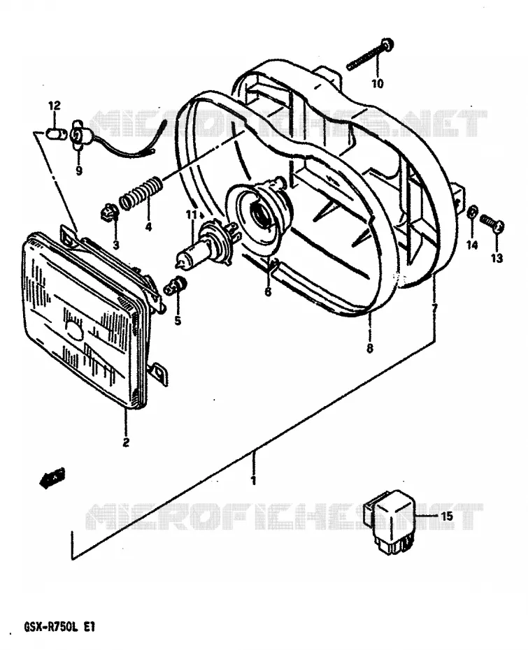 KOPLAMP (MODELE J/K E18) Suzuki MOTO 750 GSX-R 1990  GSX-R750L(J/K/L)